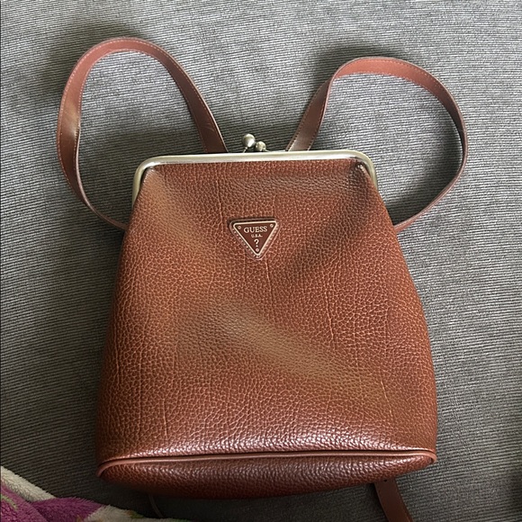 Guess Rare vintage y2K Tan Leather Women's Backpack - Picture 5 of 10